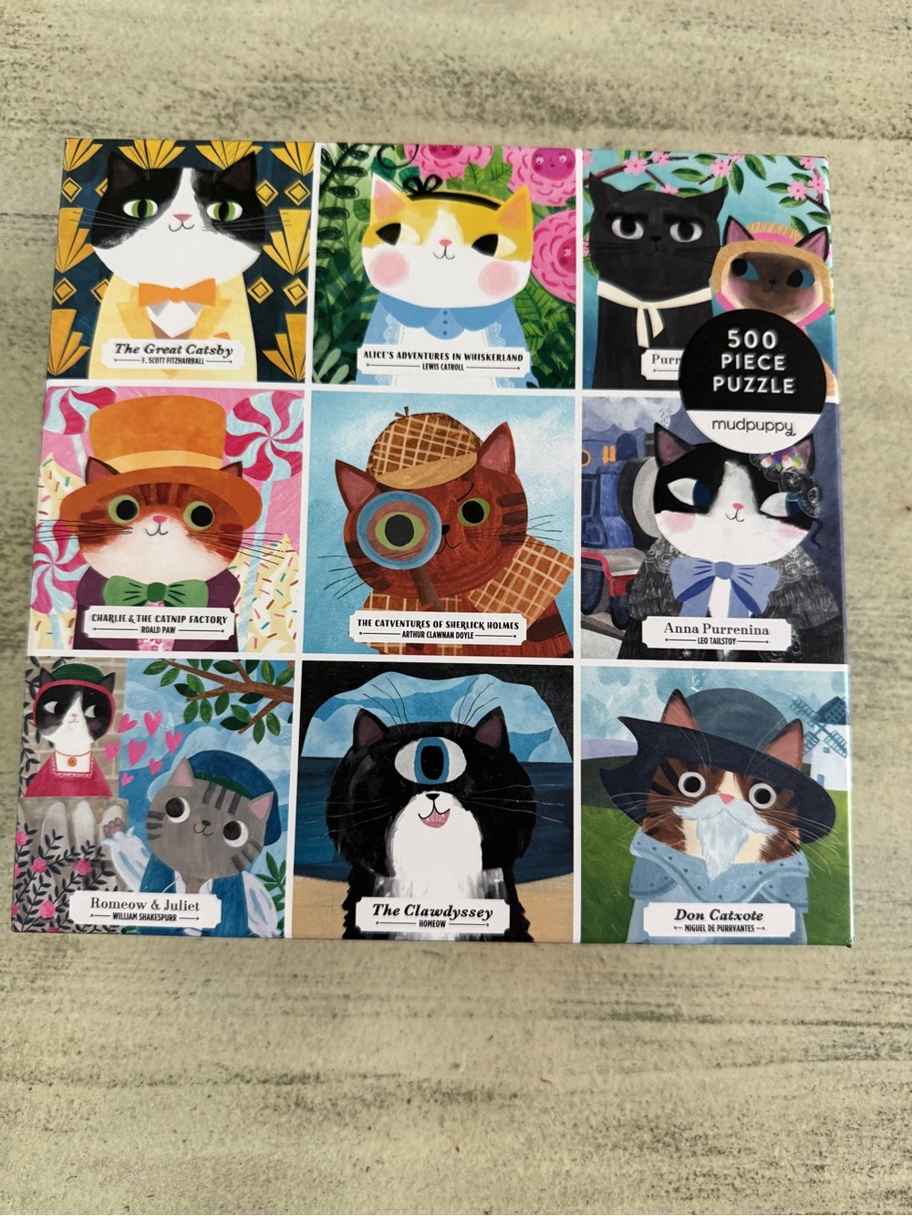 Mudpuppy 500-Piece Cat Gallery Puzzle - “Bookish Cats”
